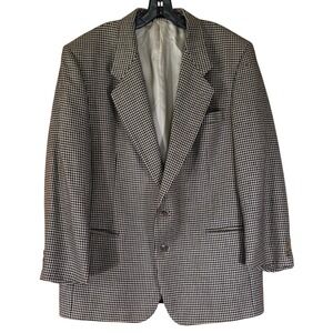 Vintage Gino Salvaggi Men 44R Houndstooth Wool Blazer Sport Coat Academia Preppy